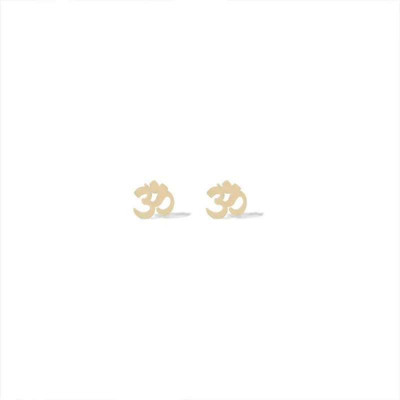 گوشواره طلا 18عیار طرح ام ॐ - تصویر 2